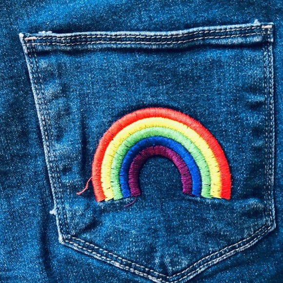 ModCloth Denim Cutoff Rainbow 🌈 Shorts XS - Picture 7 of 10